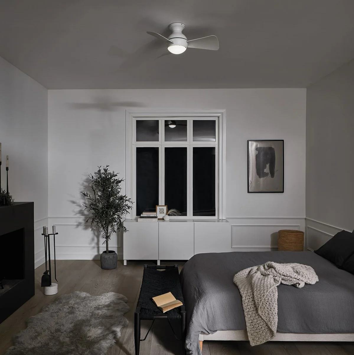 Casa Padrino ventilador de techo de lujo blanco mate 86 x A. 28 cm - Ventilador moderno regulable con iluminación LED y control remoto - Colección de Lujo