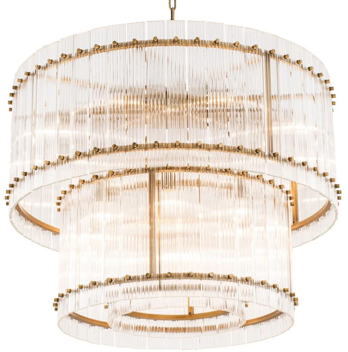 Casa Padrino Araña Latón Antiguo Ø 93 x H. 70 cm - Araña Redonda de Lujo