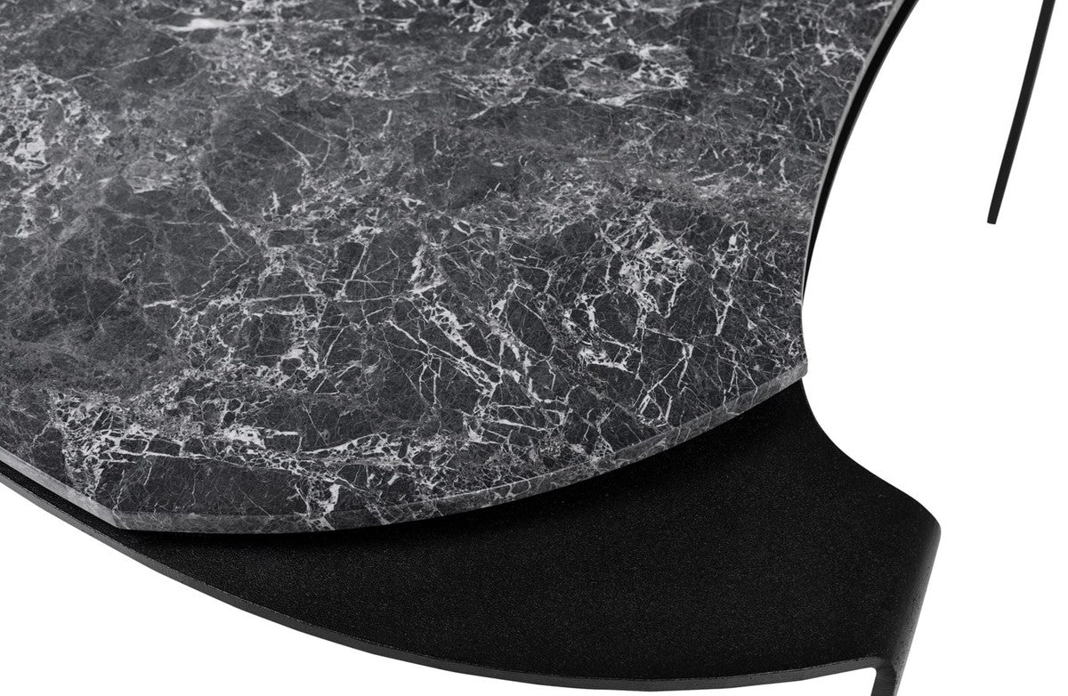 Casa Padrino mesa de centro de lujo negro / gris 75,5 x 78 x H. 32,5 cm - Mesa de Centro de Diseño con Tapa de Mármol