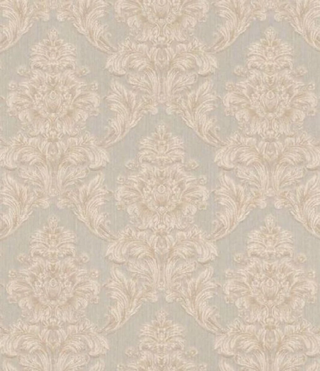 Casa Padrino papel tapiz textil barroco beige / gris 10,05 x 0,53 m - Papel Pintado en Estilo Barroco