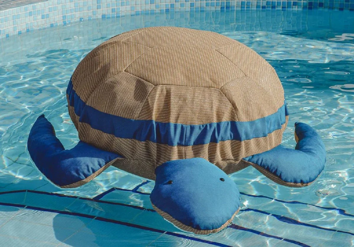 Casa Padrino puf de lujo tortuga beige / azul 135 cm