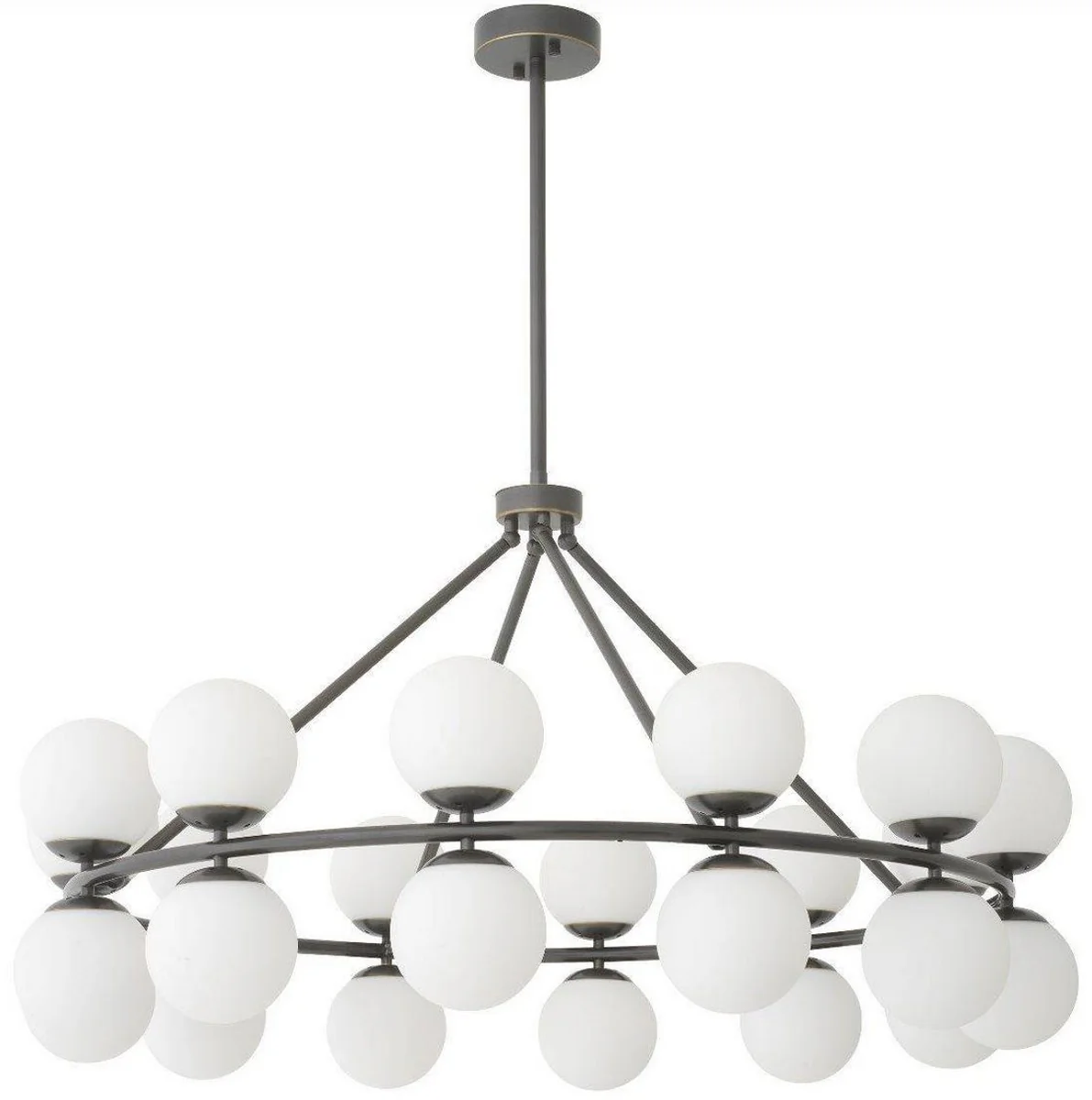 Casa Padrino lámpara de araña de lujo bronce / blanco Ø 115 x A. 65 cm - Lámpara de araña moderna de metal con pantallas redondas de vidrio - Colección de Lujo