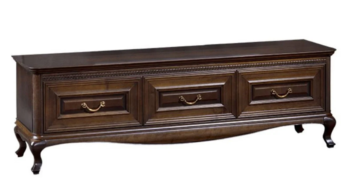 Casa Padrino aparador art nouveau de lujo marr¨®n oscuro 165,9 x 45,6 x H. 52 cm - Mueble de Televisi¨®n con 3 Cajones - Muebles de Sala