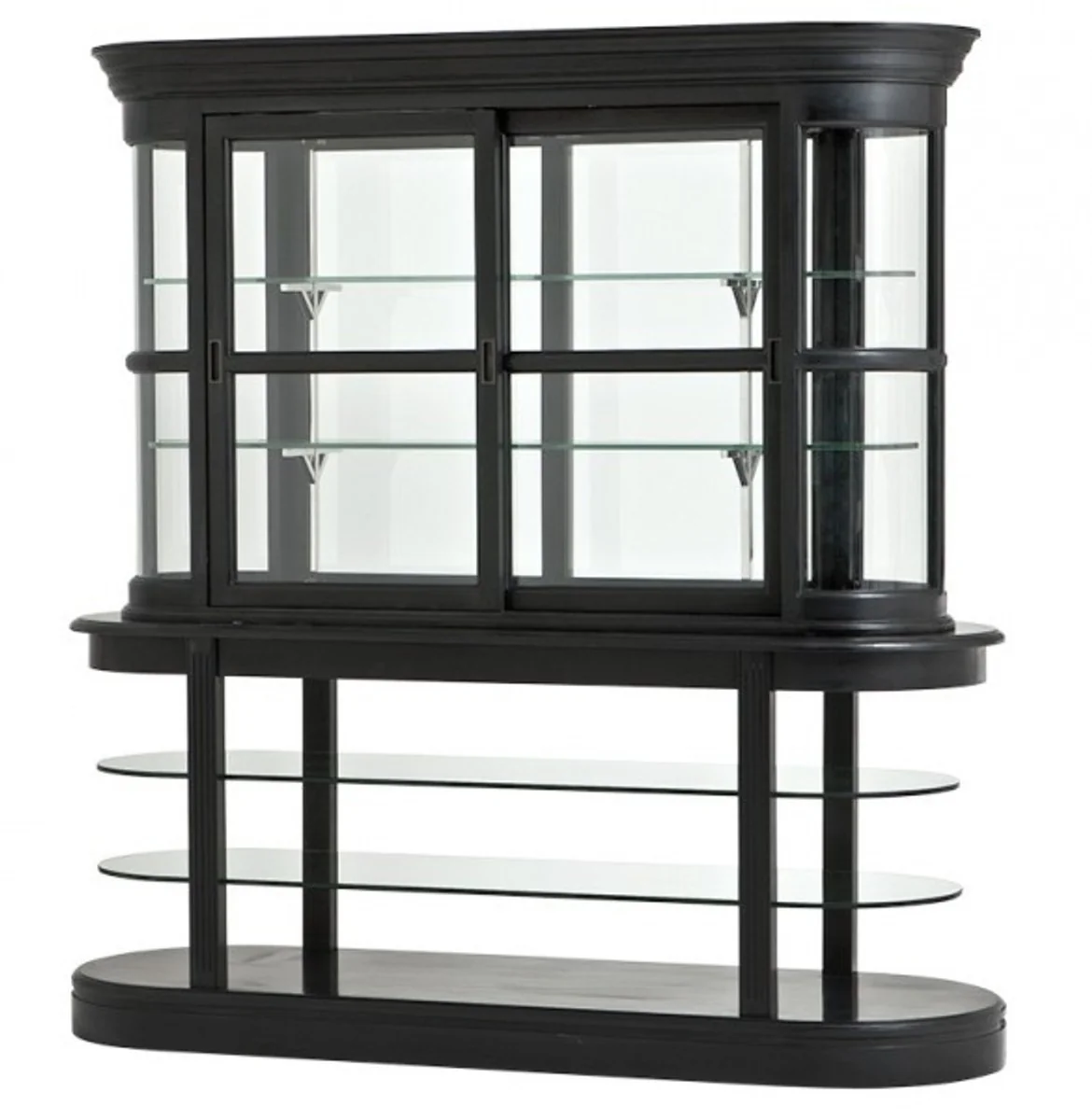 Casa Padrino luxury glass display case Black solid wood living room cabinet Birmingham Baroque Art Nouveau Rococo cabinet shop equipment