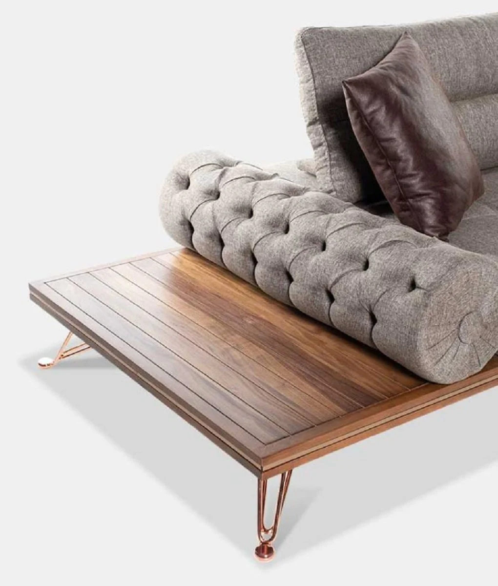 Casa Padrino sof¨¢ de lujo gris / marr¨®n / cobre 270 x 100 x A. 65 cm - Sof¨¢ de sal¨®n con respaldos regulables - Muebles de sal¨®n - Muebles de hotel - Muebles de lujo