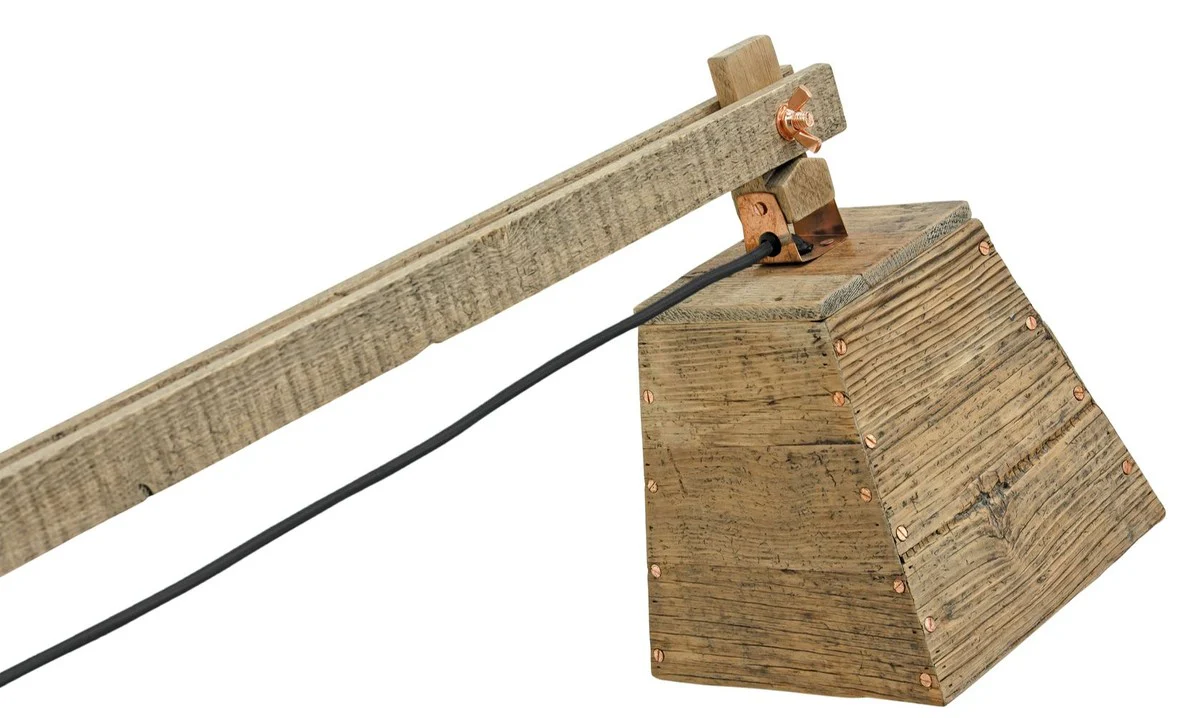 Casa Padrino lámpara de mesa de madera de pino colores naturales 90 x 30 x H. 105 cm - Lámpara de Mesa de Lujo con Cable Negro