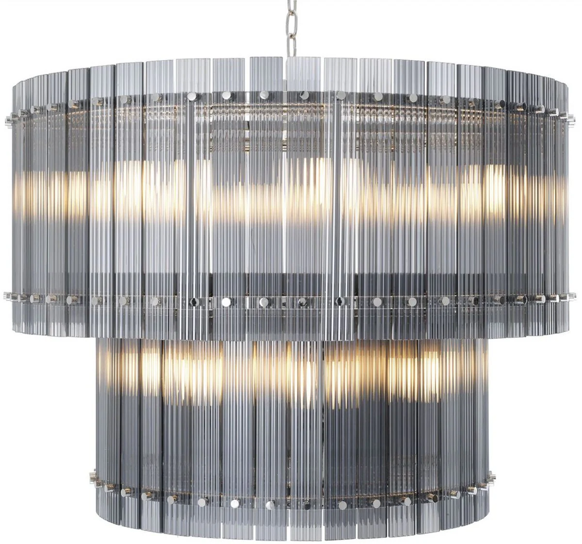 Casa Padrino lámpara de araña de lujo gris / plata Ø 93 x A. 70 cm - Lámpara de araña redonda de hotel y restaurante - Calidad de Lujo