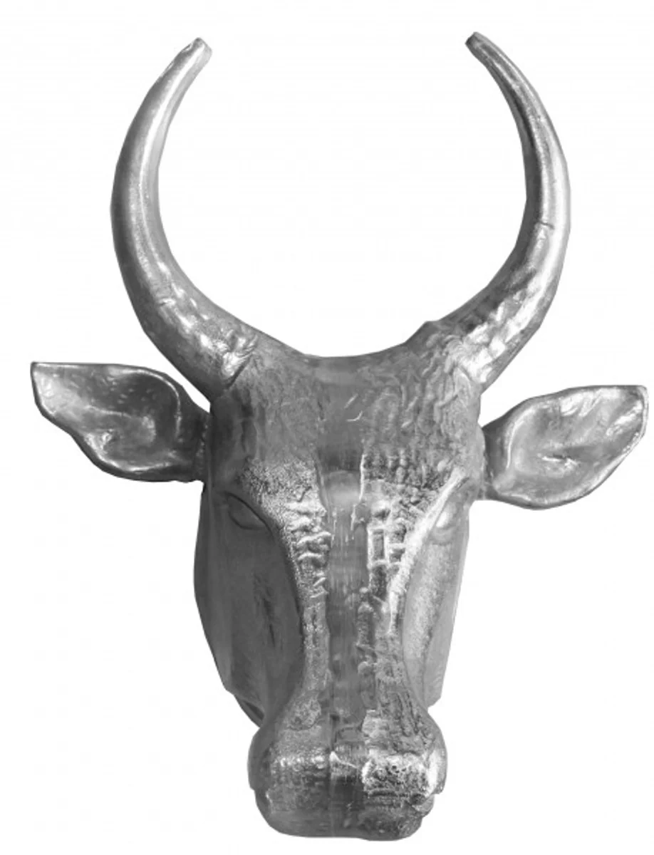 Casa Padrino designer bull head height: 70 cm, width 58 cm, depth: 42 cm noble sculpture made of aluminum, nickel plated - Edel & Sumptuously