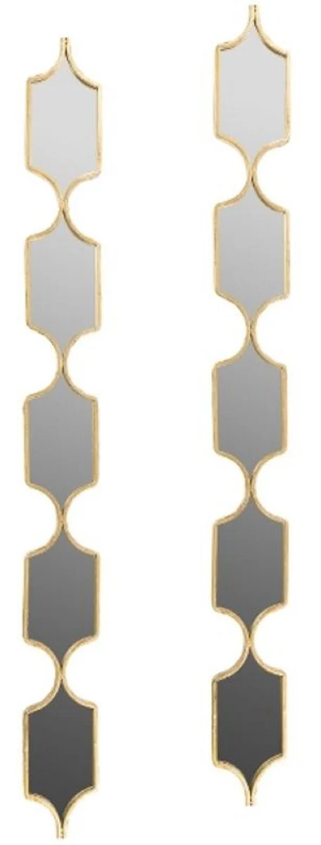 Casa Padrino conjunto de espejo de metal de dise?o oro 148 cm - Conjunto de Espejo de Pared de 2 de Lujo