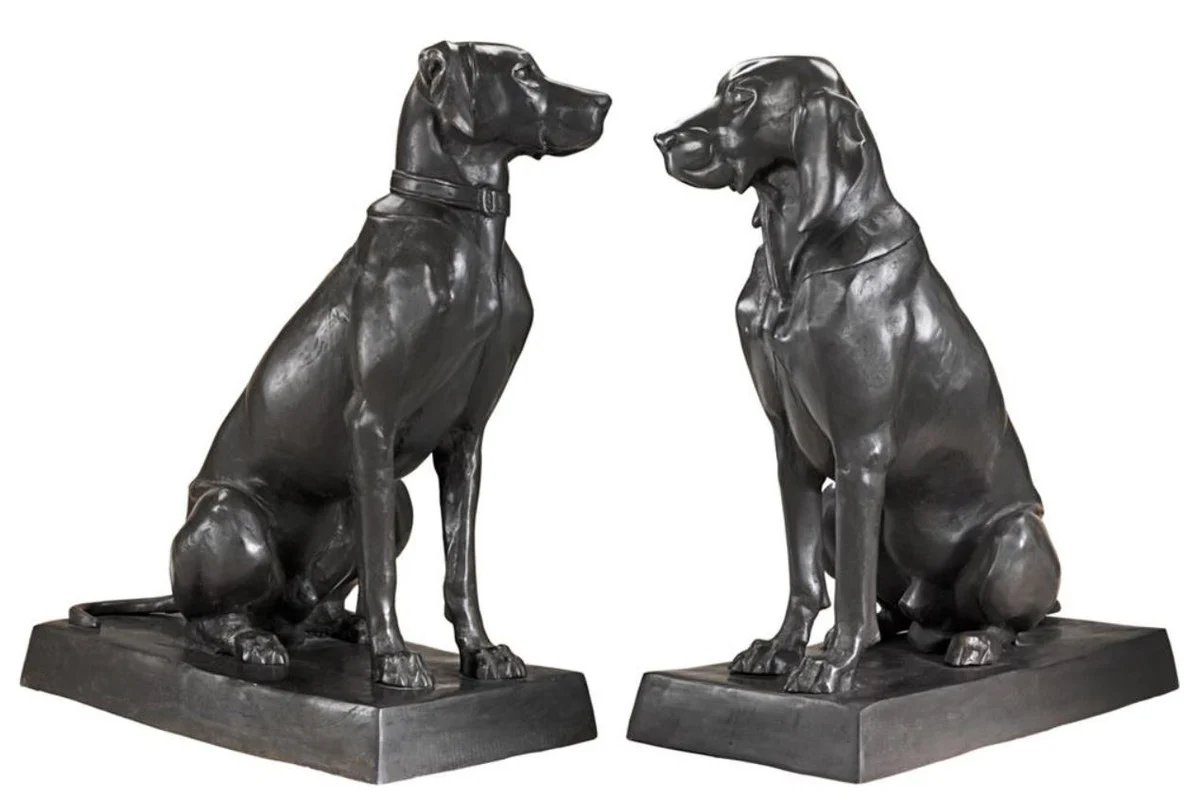 Figuras de bronce de lujo Casa Padrino juego de 2 perros 32 x 60 x H. 73 cm - Edición limitada