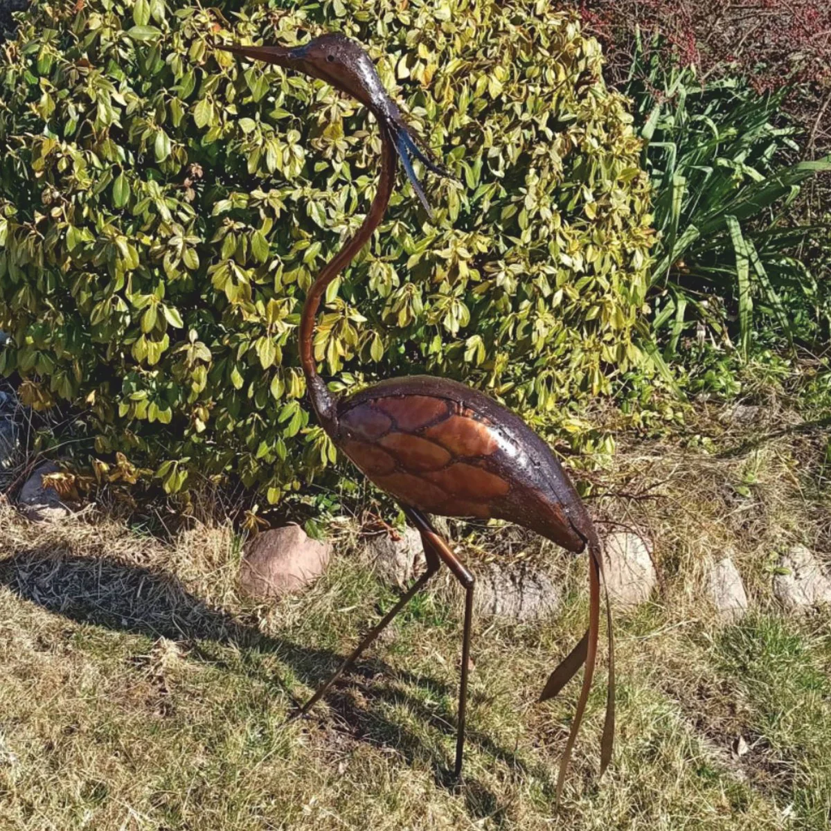 Casa Padrino escultura de metal decorativa de jard¨ªn garza bronce A. 110 cm - Figura de jard¨ªn