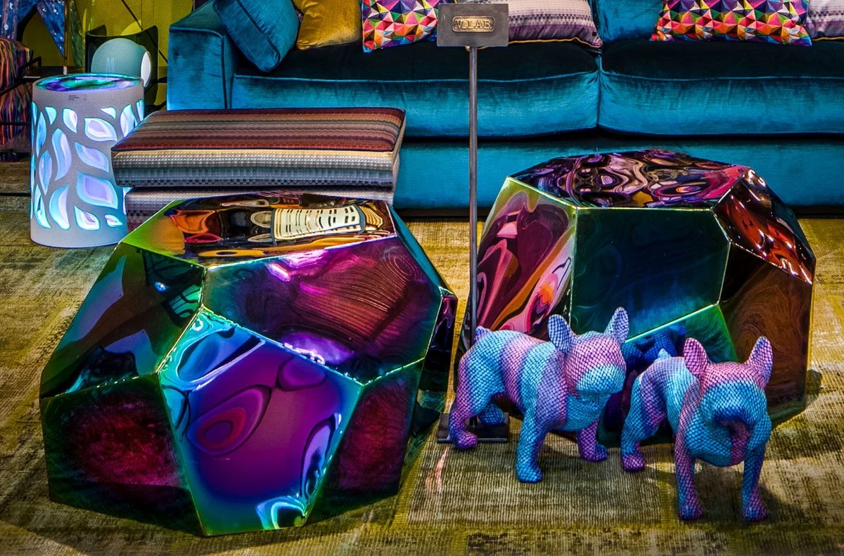 Casa Padrino diseño mesa de salón / mesa auxiliar titanio 89 x 90 x H. 45 cm - Colección de Diseñadores