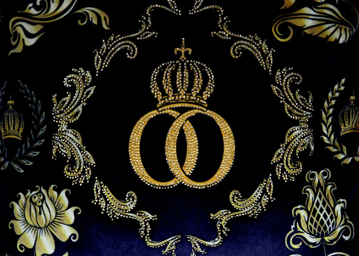 Harald Gl??ckler Luxury Deco Baroque Pillow Pomp??s by Casa Padrino Black / Gold Crown Deluxe with rhinestones