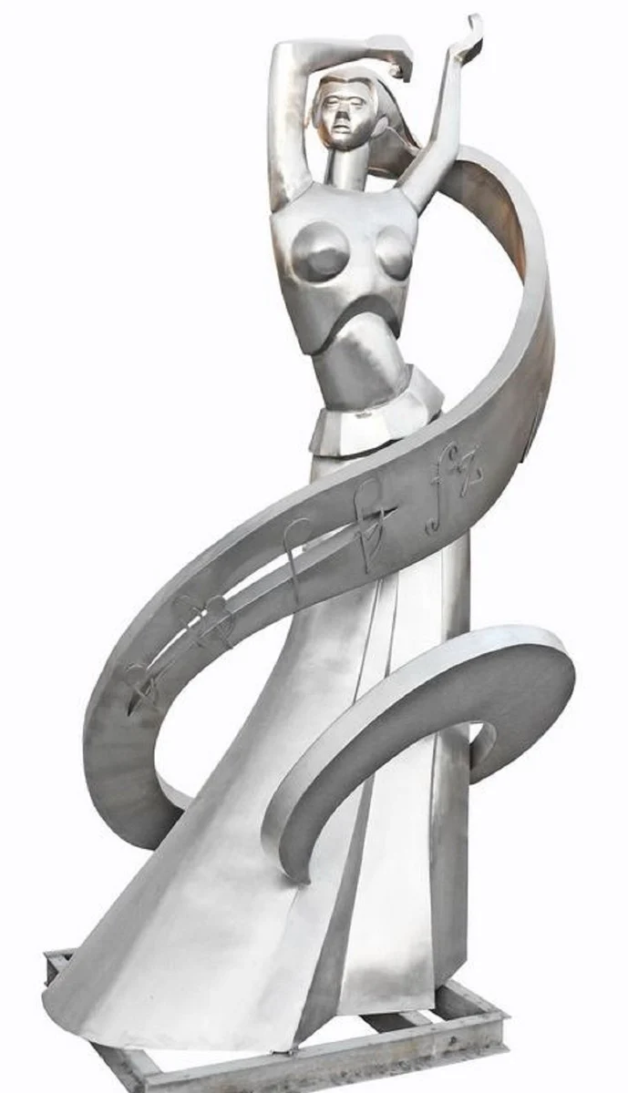 Casa Padrino escultura decorativa de jard¨ªn XXL de lujo bailarina plata / gris A. 350 cm - Enorme figura de acero inoxidable decoraci¨®n de jard¨ªn XXL - Esculturas de jard¨ªn de acero inoxidable XXL