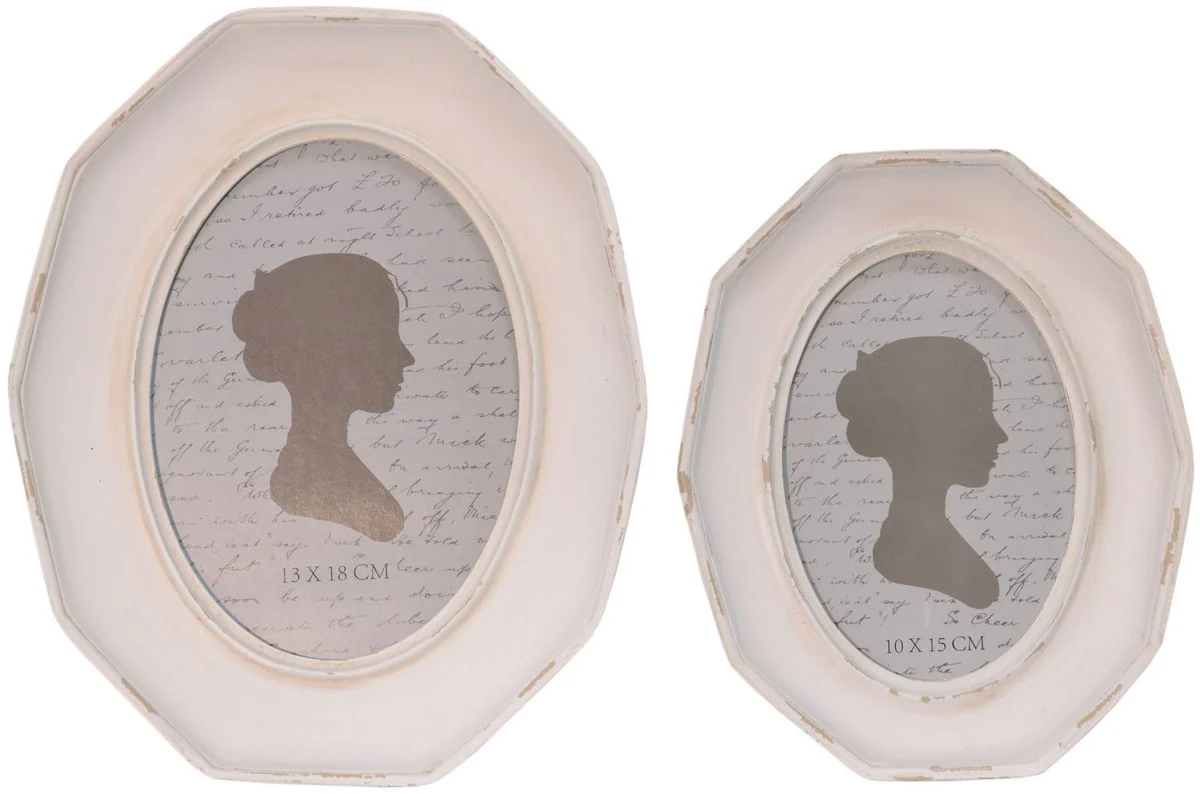 Casa Padrino Conjunto de Marco Barroco de 2 Blanco Antiguo - Decoración Accesorios de Estilo Barroco Deco