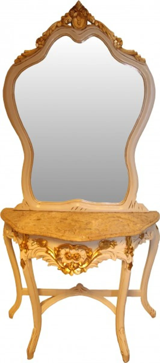 Casa Padrino Baroque mirror console with marble top cream / gold - antique look
