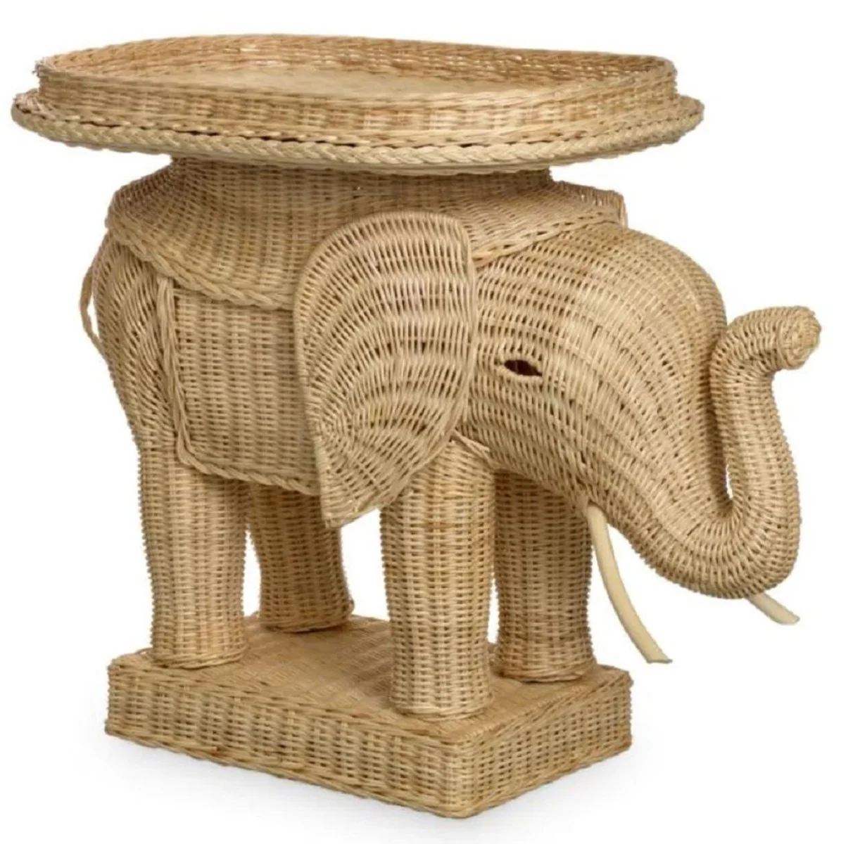 Casa Padrino mesa auxiliar de rat¨¢n de lujo elefante natural 65 x 40 x A. 57 cm
