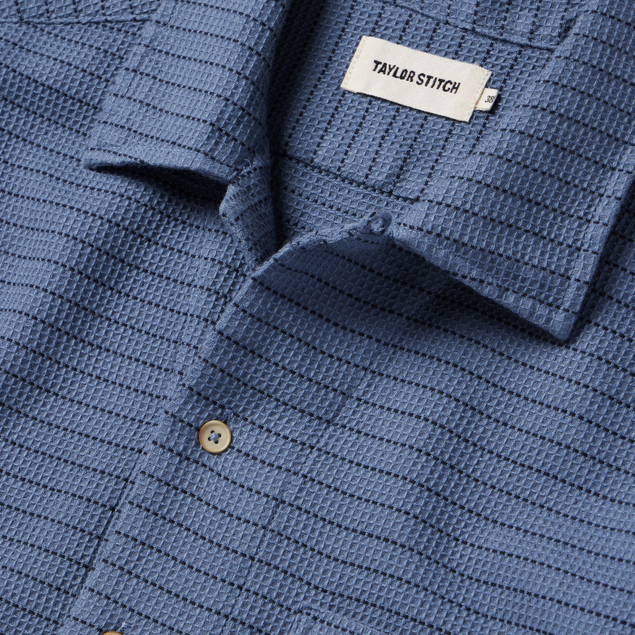The Short Sleeve Hawthorne in Ocean Pickstitch Waffle