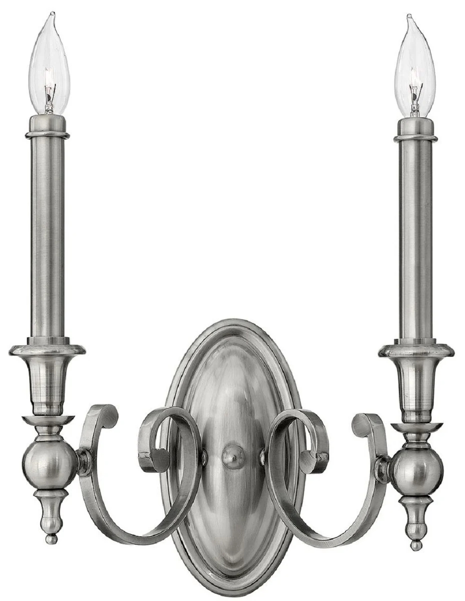 Casa Padrino lámpara de pared doble barroco plata antigua 34,9 x 16,5 x A. 38,1 cm - Lámpara de pared elegante para hotel y restaurante - Lámparas de Pared Barrocos y Art Nouveau