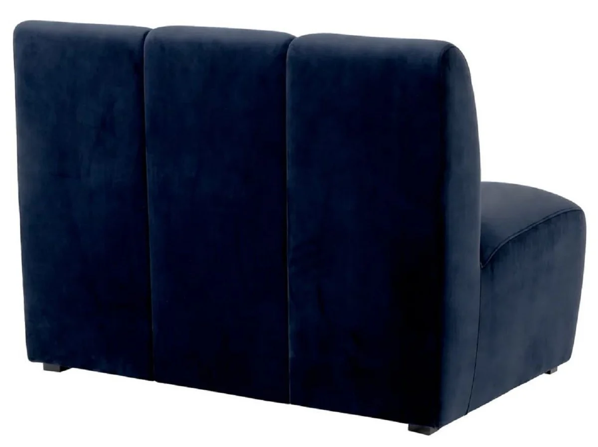 Casa Padrino elemento de sof¨¢ de terciopelo de lujo azul medianoche / negro 108,5 x 94,5 x A. 83 cm - Sof¨¢ de sal¨®n extensible - Muebles de sal¨®n - Muebles de lujo