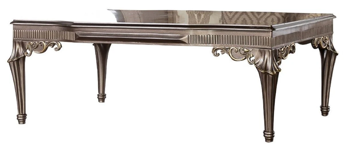 Casa Padrino mesa de centro barroco de lujo plata / oro - Mesa de centro de madera maciza hecha a mano de estilo barroco - Magn¨ªficos muebles de sal¨®n barrocos