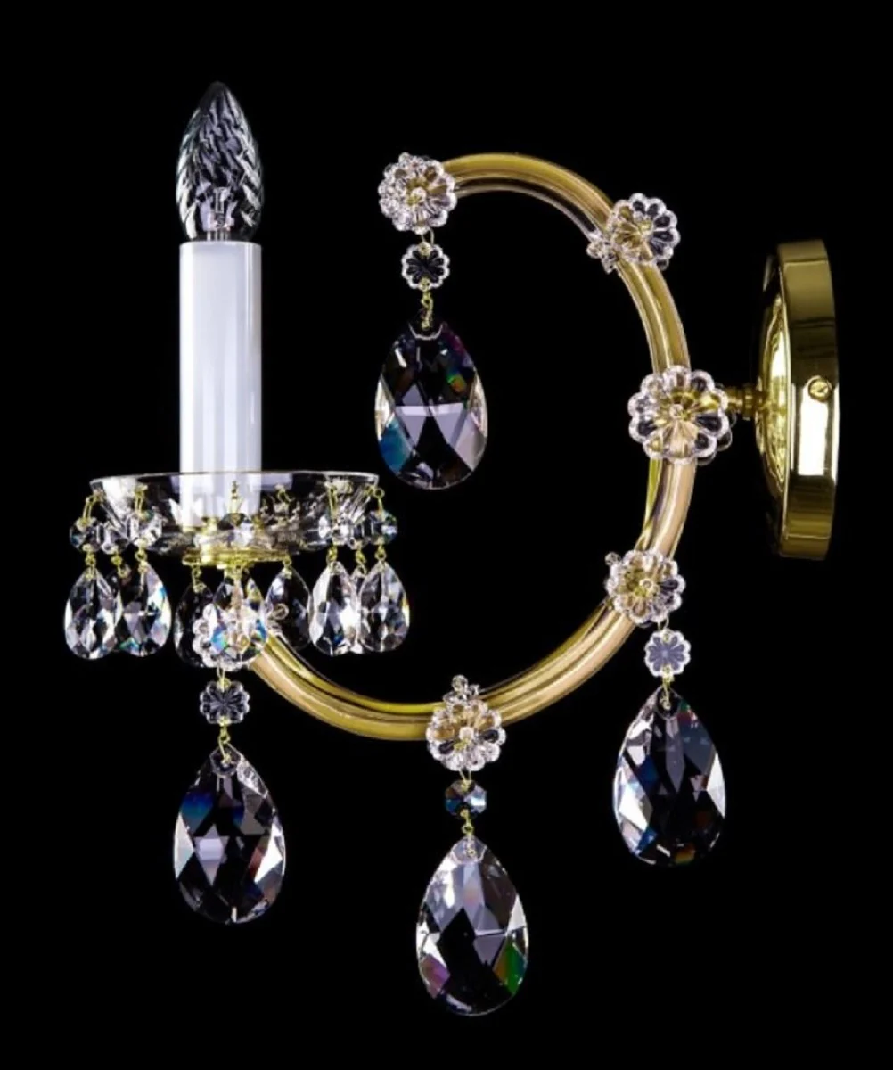 Casa Padrino lámpara de pared de cristal barroco de lujo oro 12 x 29 x A. 39 cm - Magnífica lámpara de pared con cristal de Bohemia - Lámparas de pared de lujo en estilo barroco - Noble & Magnífica