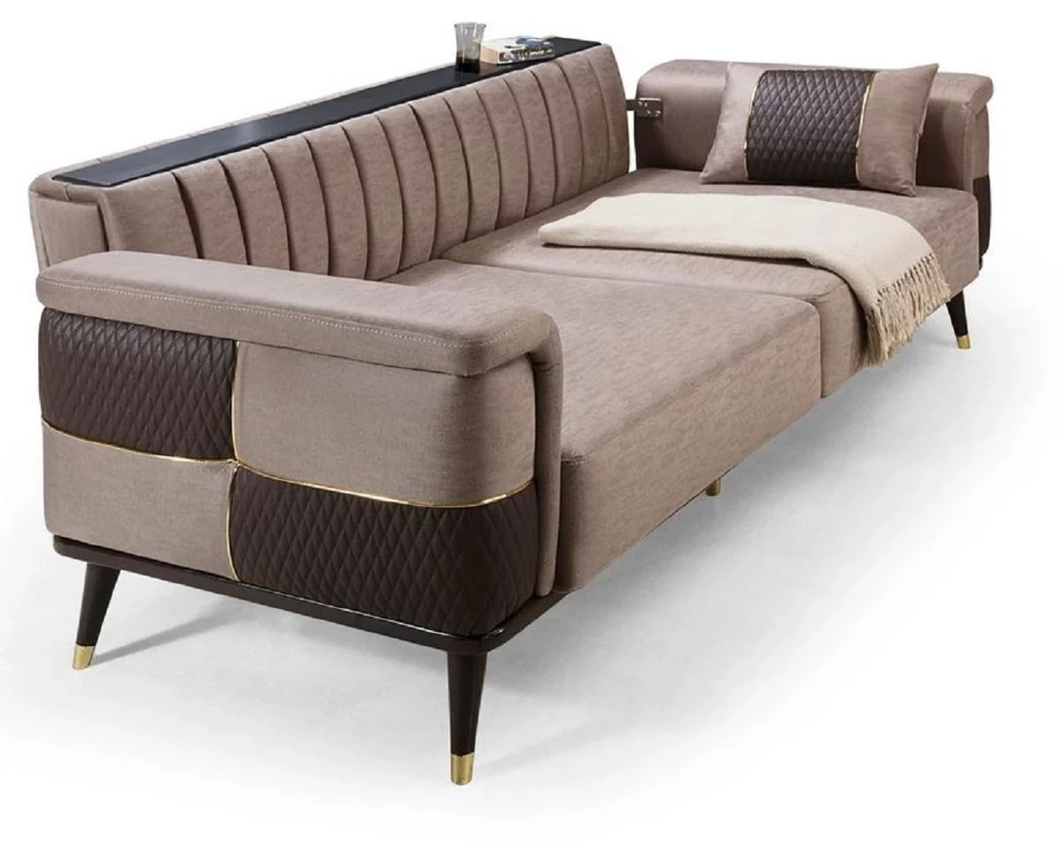 Casa Padrino sof¨¢ cama de lujo marr¨®n / marr¨®n oscuro / oro 225 x 94 x A. 83 cm - Sof¨¢ de sal¨®n moderno - Muebles de sal¨®n