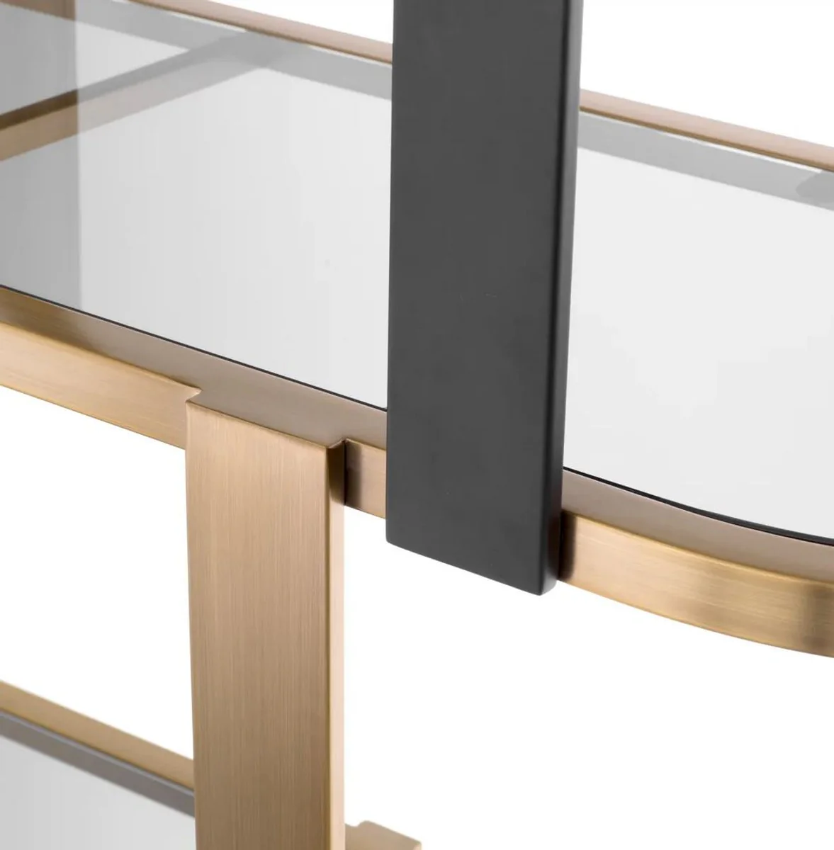 Casa Padrino armario de estanter¨ªa de lujo lat¨®n / negro / gris 120 x 38,5 x A. 240 cm - Armario de metal con 6 estantes de vidrio - Muebles de sal¨®n de lujo - Muebles de hotel - Calidad de lujo