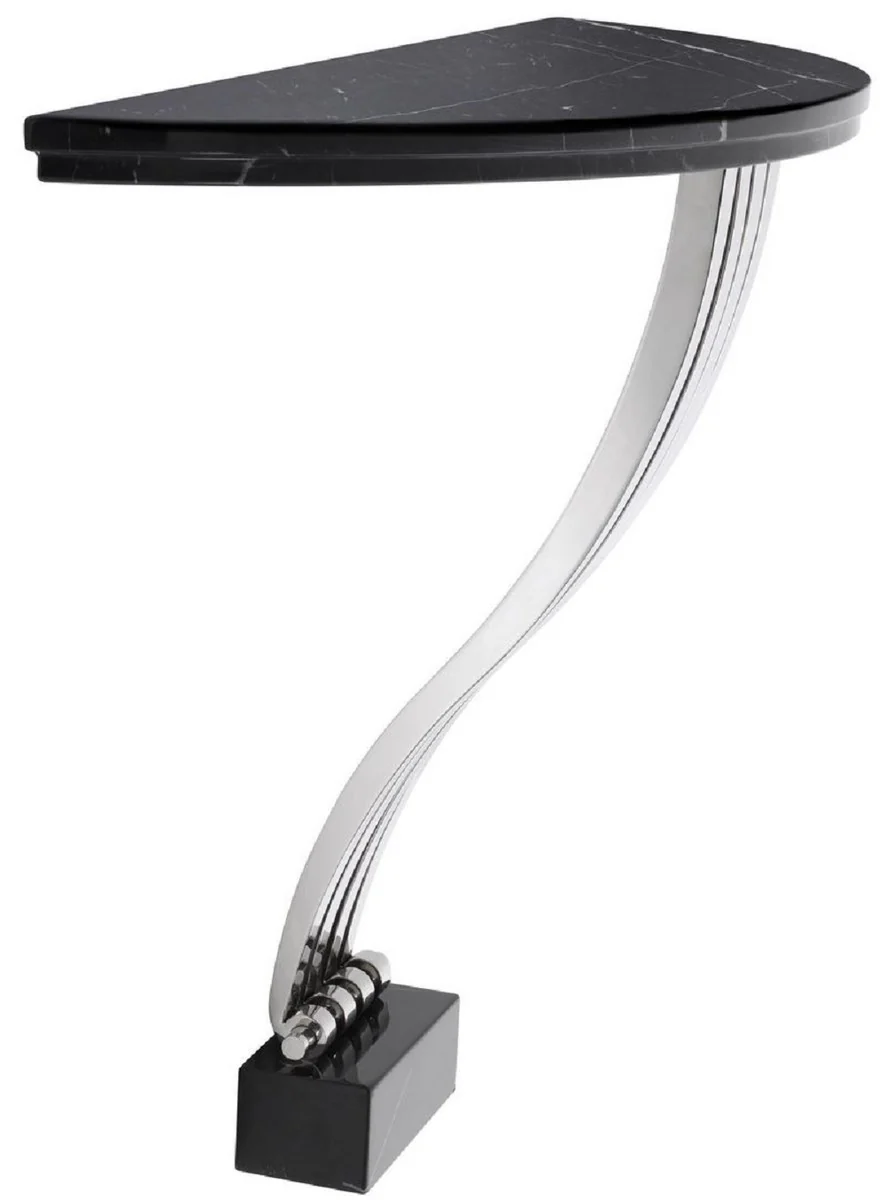 Casa Padrino consola de dise?o negro / plata 99 x 35 x A. 77,5 cm - Consola de m¨¢rmol con estructura de acero inoxidable - Muebles de Dise?o - Calidad de Lujo
