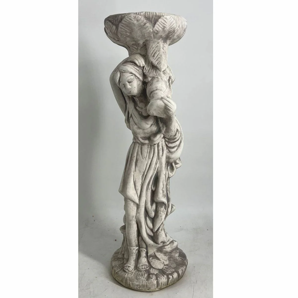 Casa Padrino escultura de decoraci¨®n de jard¨ªn Art Nouveau de hormig¨®n mujer con maceta gris A. 60 cm