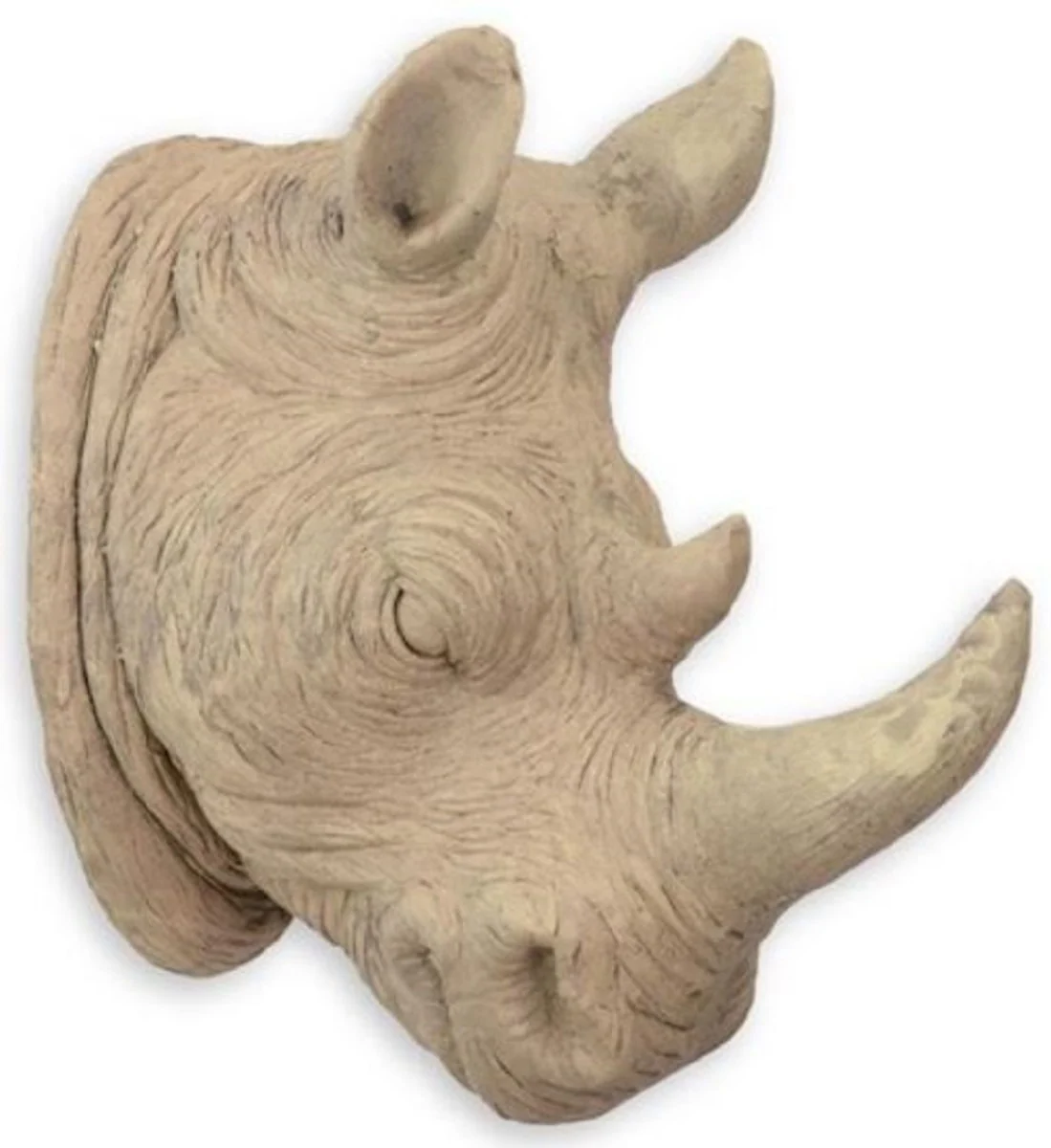 Casa Padrino escultura de decoración de pared de resina sintética cabeza de rinoceronte beige 23 x A. 40,5 cm - Figura decorativa - Figura animal - Decoración Salón
