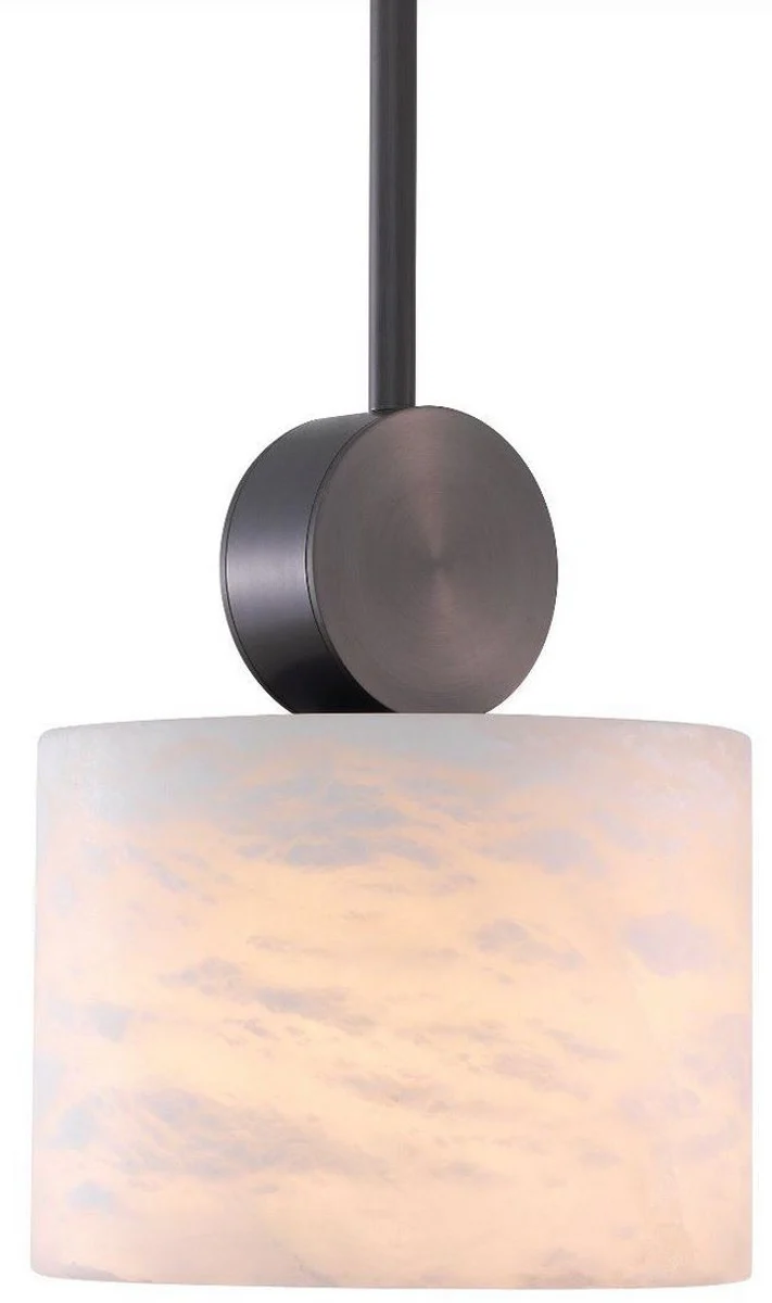 Casa Padrino lámpara colgante de lujo bronce / alabastro Ø 20 x A. 24 cm - Lámpara de mesa moderna con pantalla redonda de alabastro - Colección de Lujo