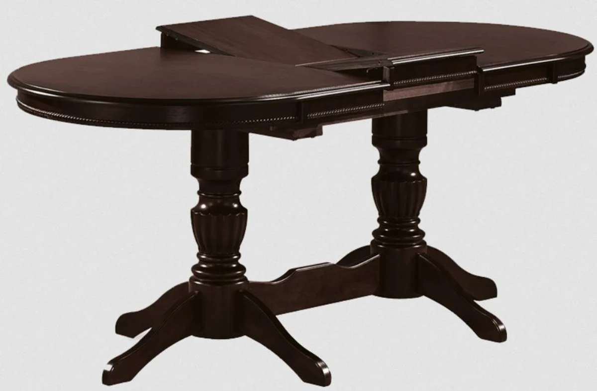 Casa Padrino mesa de comedor Art Nouveau marr¨®n oscuro 150-185 x 90 x A. 75 cm - Mesa de cocina ovalada extensible de madera maciza - Muebles de Comedor