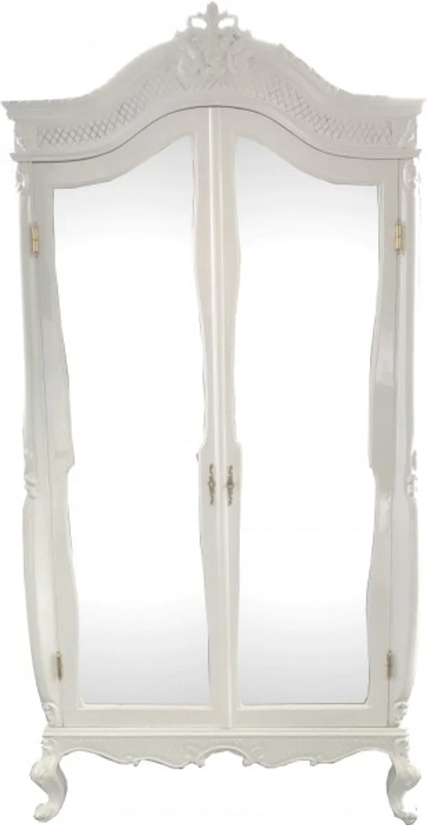 Casa Padrino Baroque wardrobe White high gloss B 110 x H 230 cm Bedroom cabinet - antique style