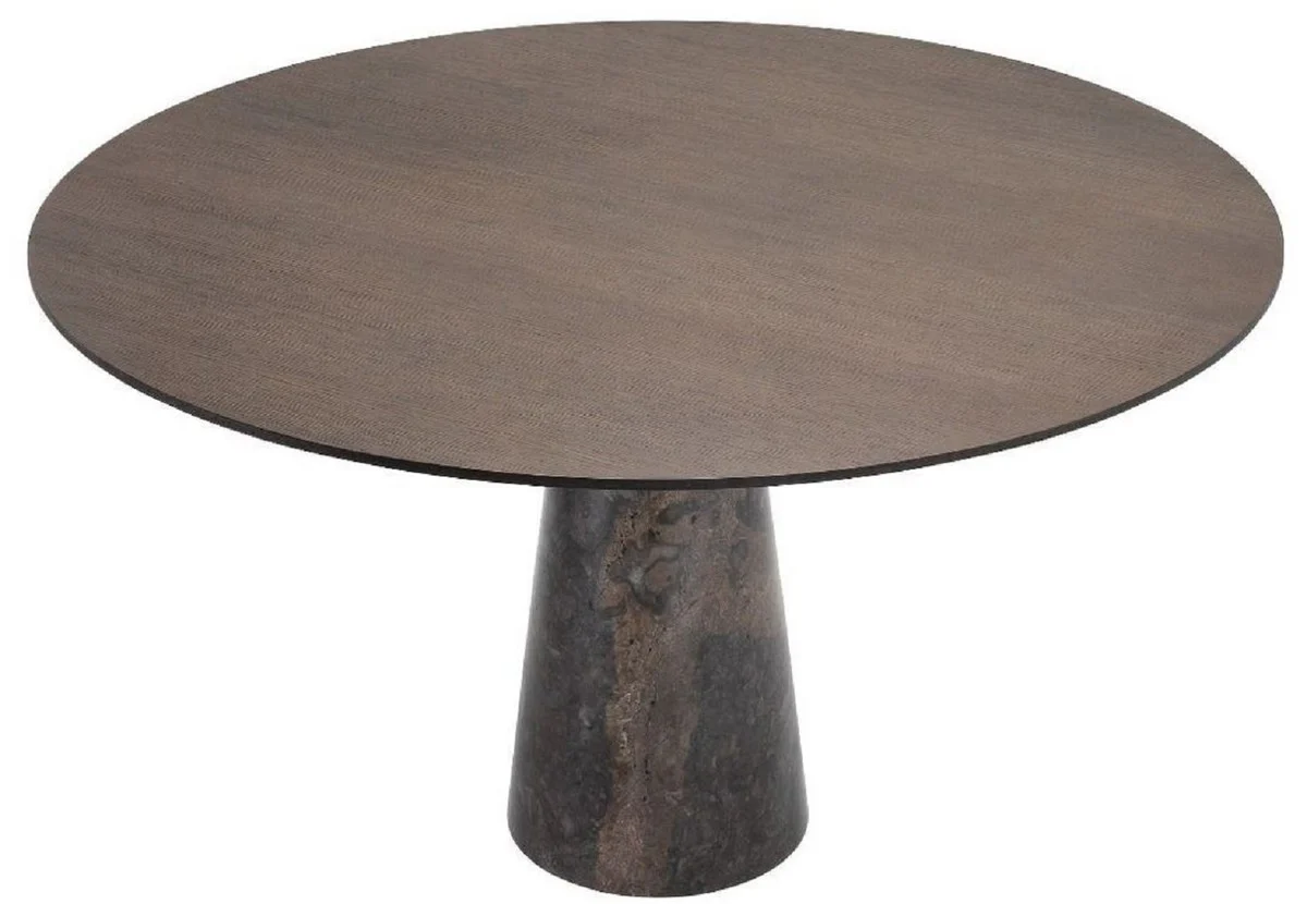 Casa Padrino mesa de comedor de lujo gris ? 132 x A. 76 cm - Mesa de cocina redonda de m¨¢rmol - Muebles de Comedor de Lujo