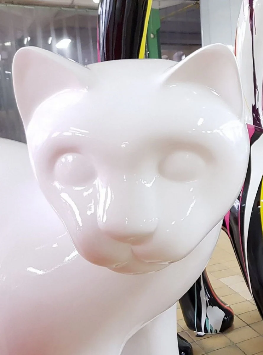 Casa Padrino escultura decorativa de jard¨ªn XXL gato blanco 150 x A. 188 cm