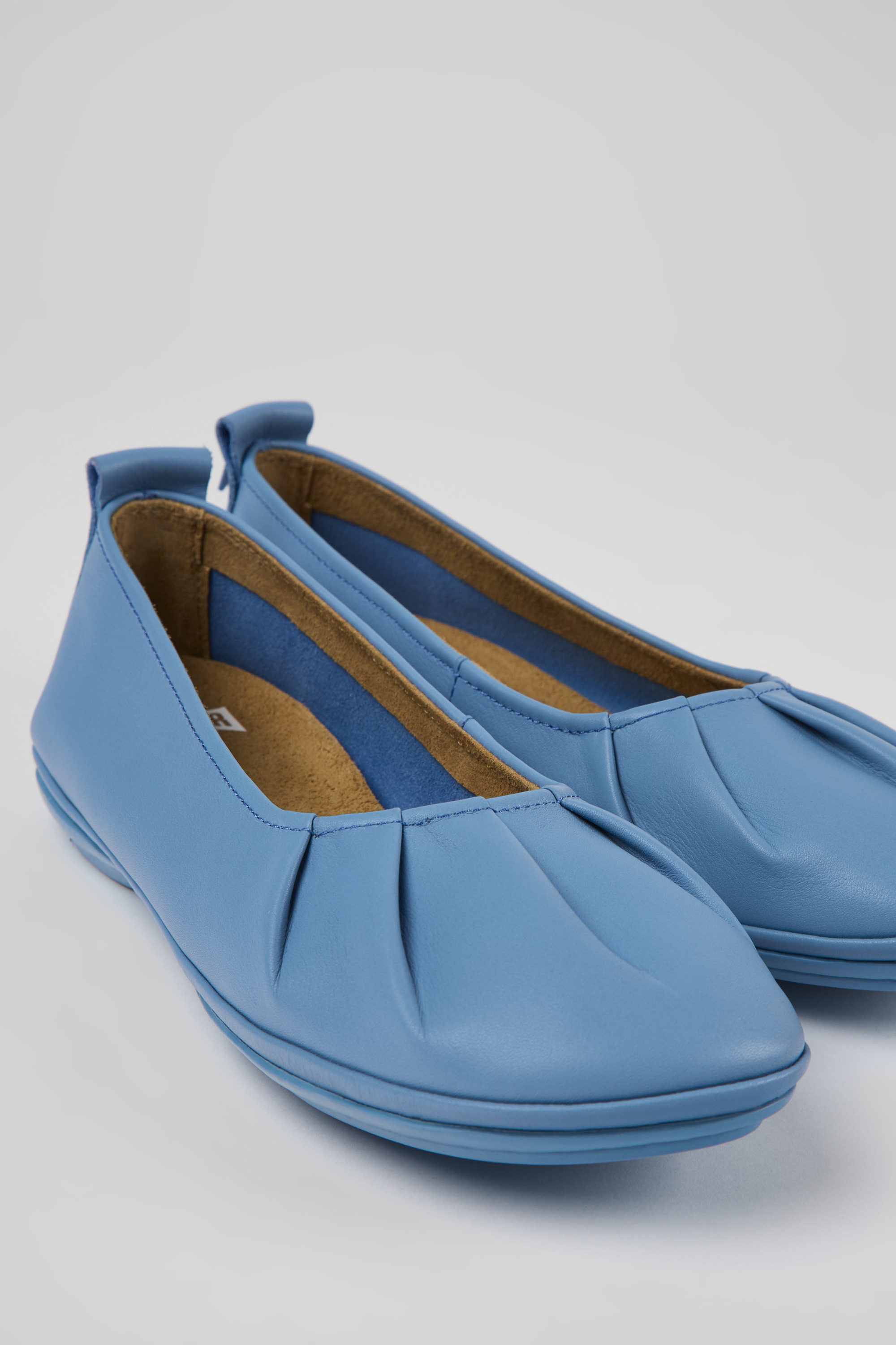 Right - Blue leather ballerinas for women