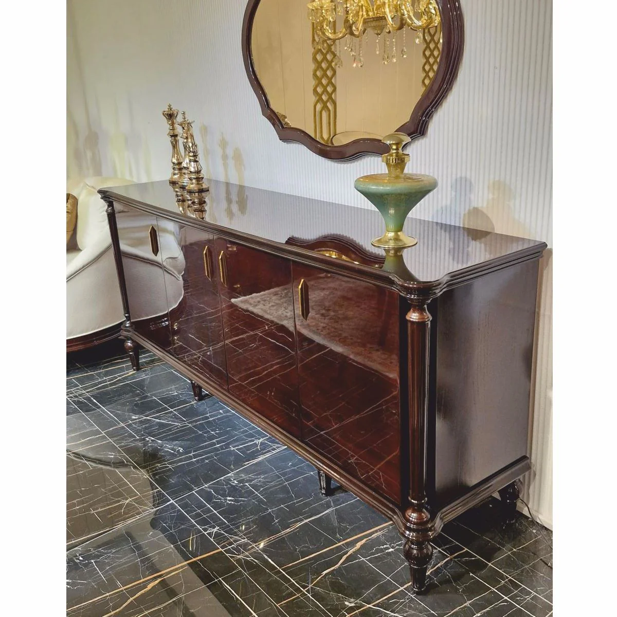 Casa Padrino aparador barroco de lujo marrón oscuro 225 cm - Muebles de estilo barroco