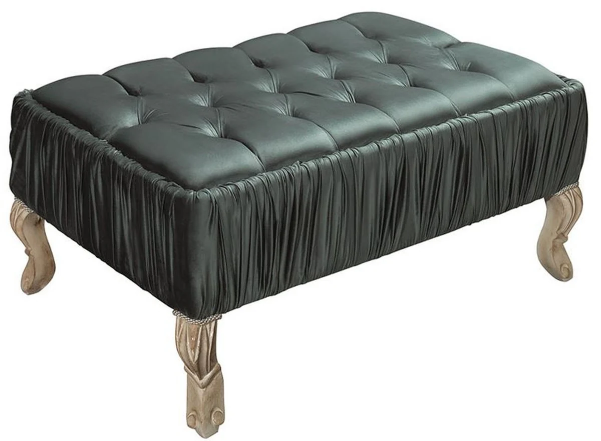 Casa Padrino mesa de centro barroco de lujo verde / crema / beige 90 x 60 x A. 45 cm - Mesa de sal¨®n con pedrer¨ªa - Muebles de sal¨®n de estilo barroco