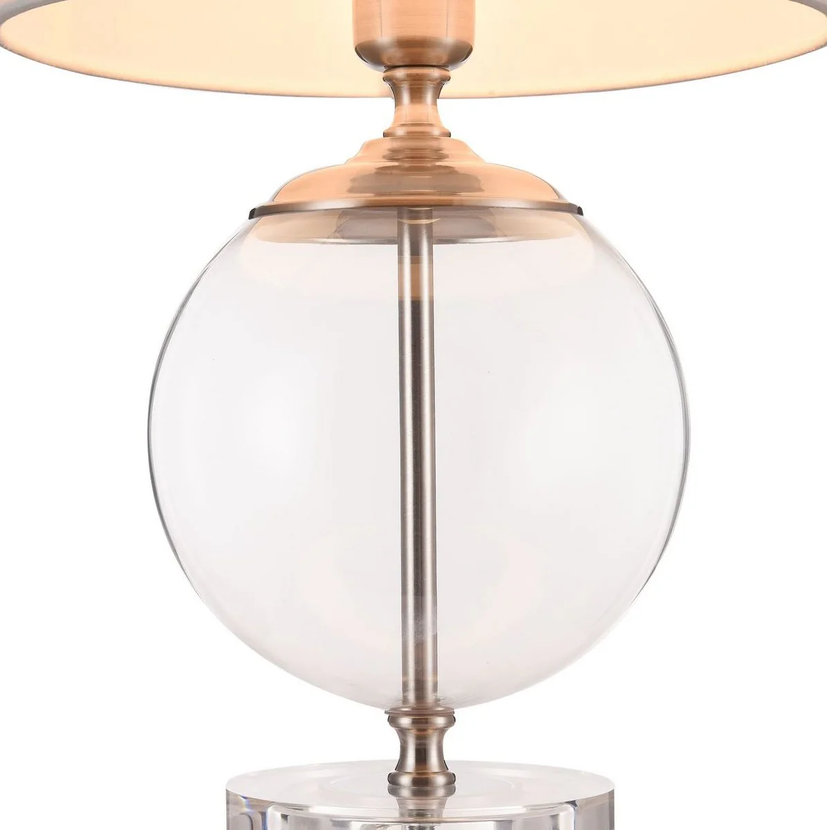 Casa Padrino Table Lamp Silver / Cream Ø 30 x H. 52 cm - Modern Table Lamp with Metal Frame and Glass-Blown Decorative Element