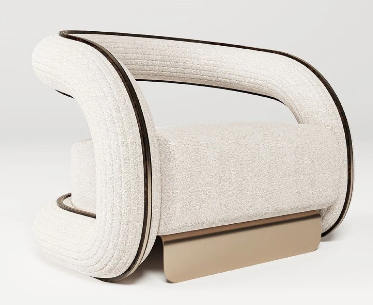 Casa Padrino sill¨®n de dise?o de lujo crema / marr¨®n oscuro / lat¨®n 105 x 96 x A. 74 cm - Sill¨®n de sal¨®n - Sill¨®n de hotel - Muebles de sal¨®n - Muebles de hotel - Muebles de lujo