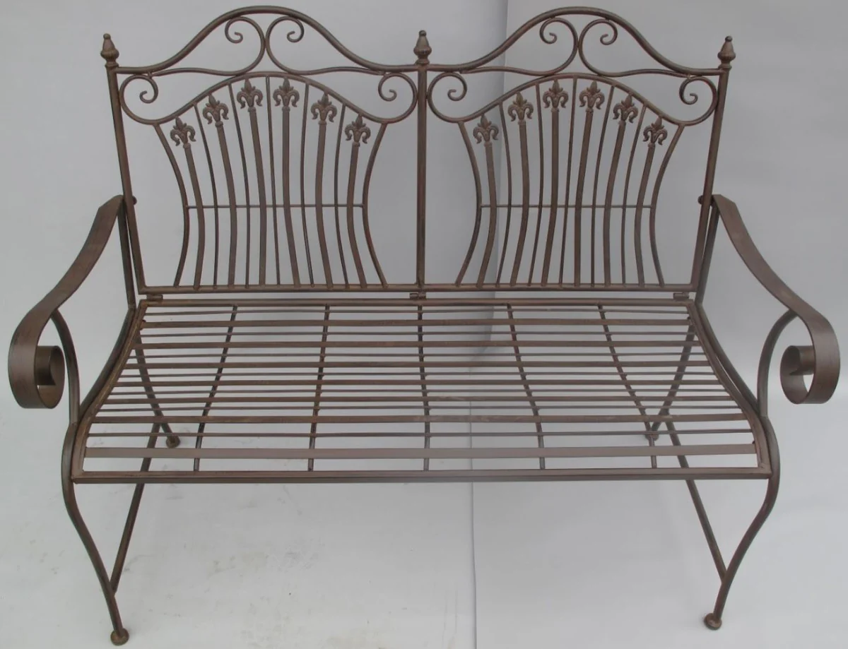 Casa Padrino Banco de Jardín Art Nouveau Marrón Rústico 120 x 58 x A. 97 cm - Banco Nostálgico - Muebles de Jardín y Patio