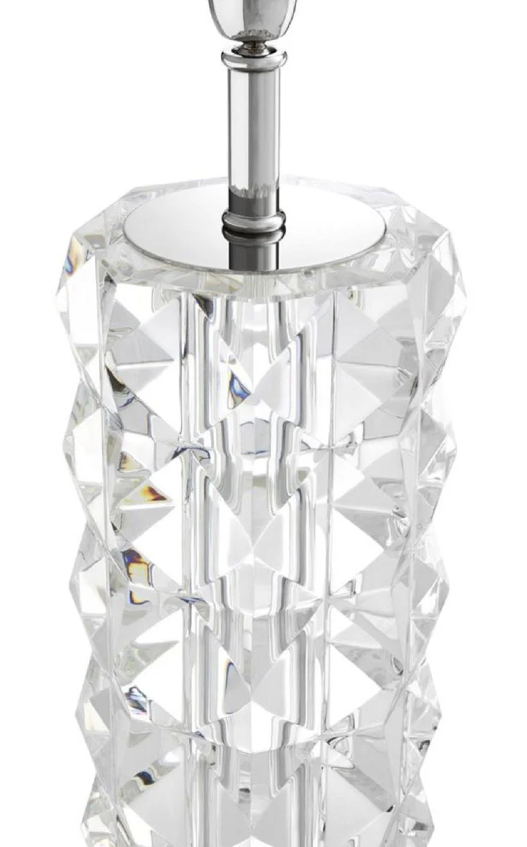 Casa Padrino lámpara de mesa de cristal de lujo plata / blanco Ø 43 x H. 75 cm - Lámpara de Mesa con Pantalla de Hotel & Restaurant