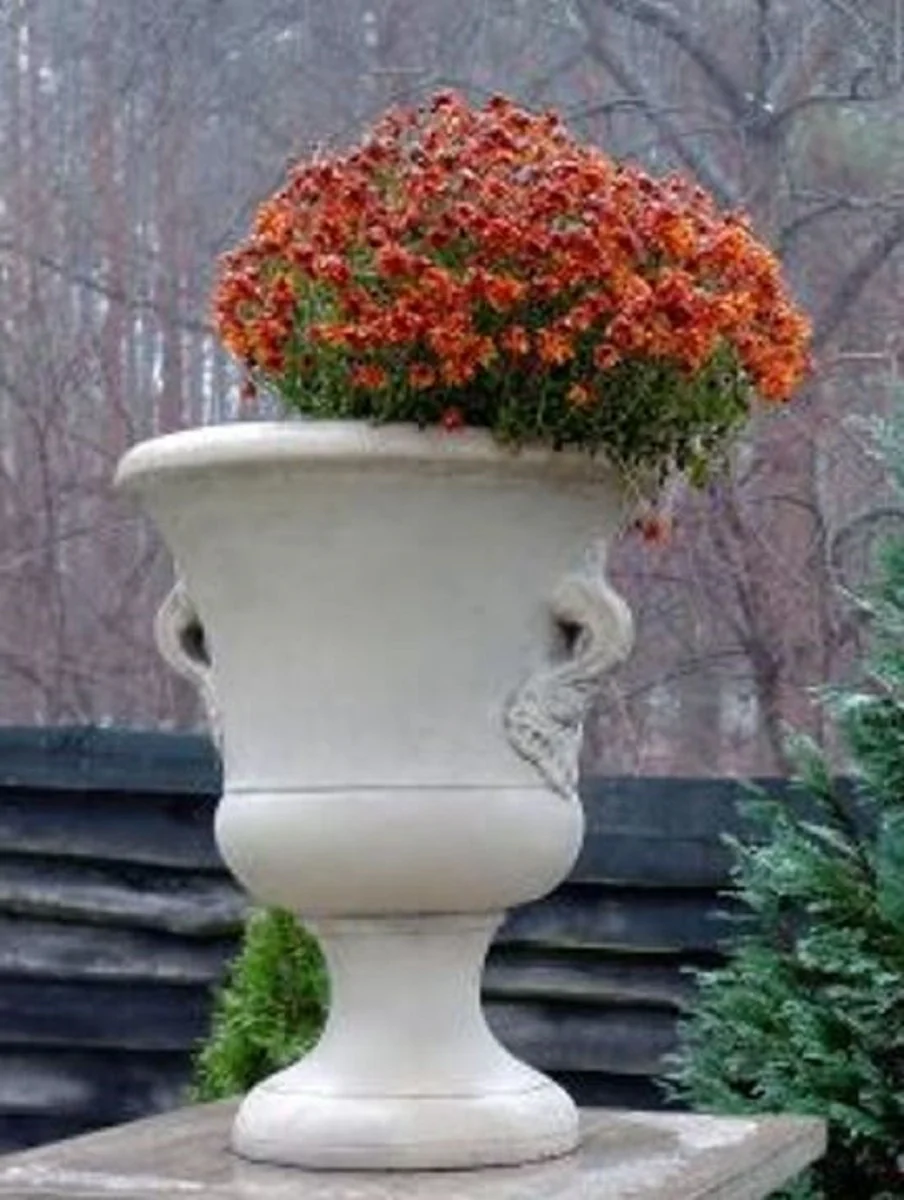 Casa Padrino maceta decorativo de jardín barroco gris Ø 54 x A. 77 cm - Magnífico macetero de estilo barroco - Accesorios de decoración de terrazas y jardines barrocos