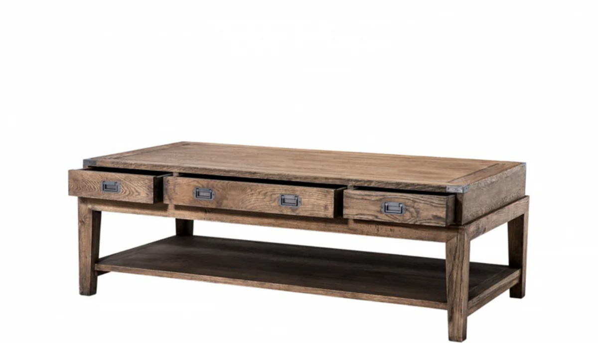 Casa Padrino Art Deco luxury reclaimed oak wood coffee table - living room coffee table - Luxury Hotel Table