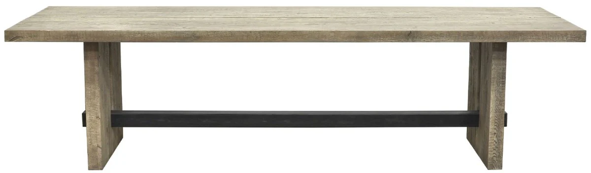 Casa Padrino Mesa de Comedor de Madera Maciza de Estilo Campestre Gris / Negro - Varios Tama?os - Mesa de Cocina de Madera de Roble - Muebles de Comedor de Madera Maciza de Estilo Campestre