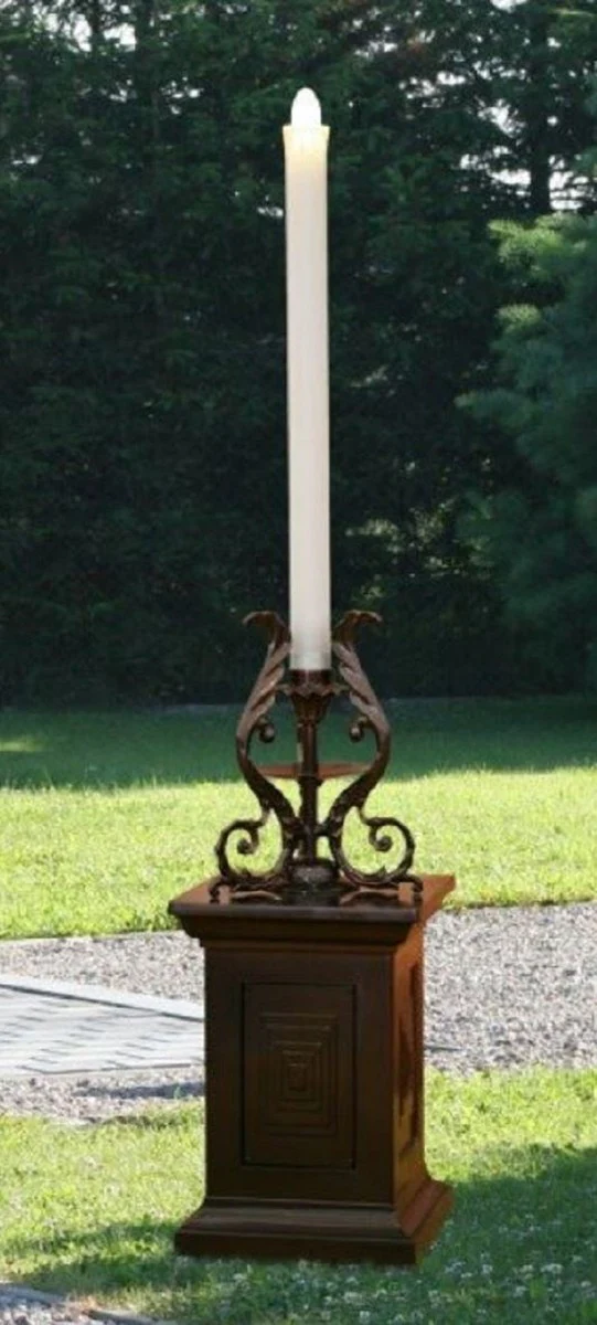 Casa Padrino l¨¢mpara de jard¨ªn barroco ¨®xido / blanco A. 219,5 cm - L¨¢mpara de pie de exterior de estilo barroco