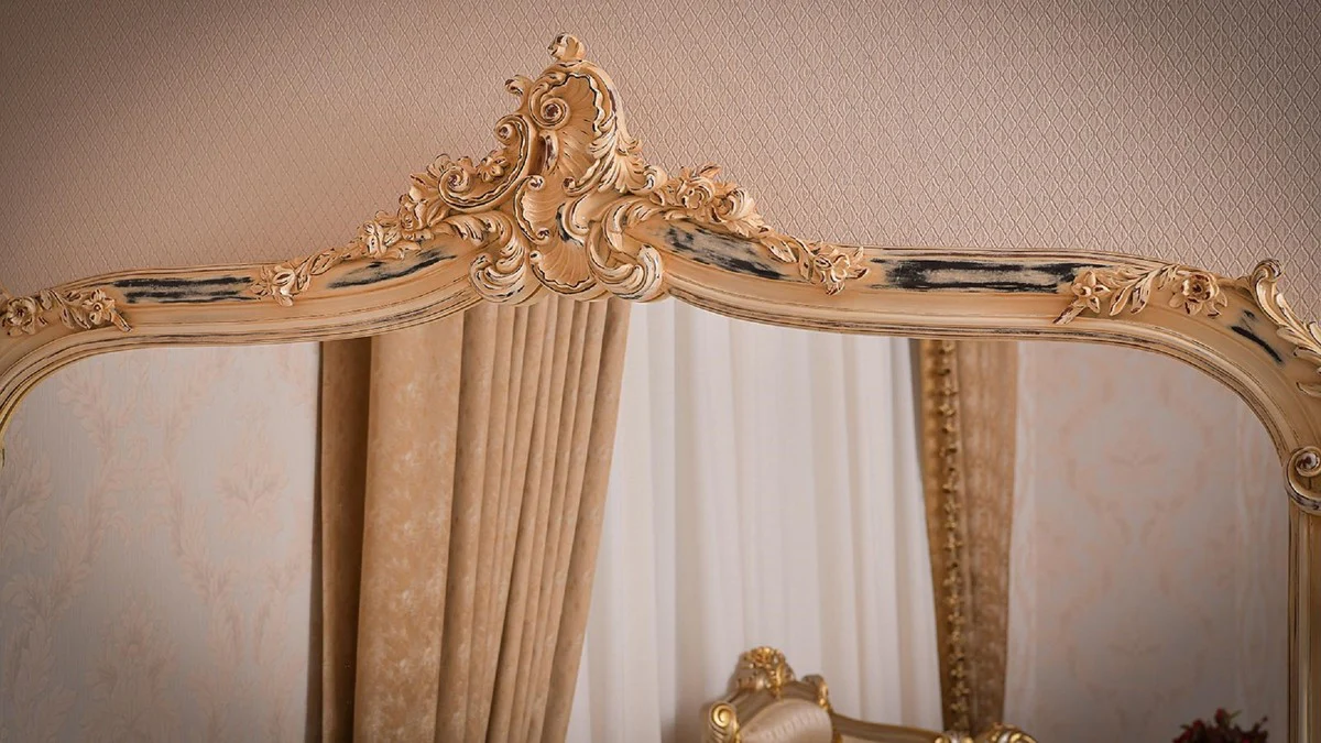 Casa Padrino espejo barroco de lujo crema antigua A. 171 cm - Muebles Barrocos - Hecho en Italia