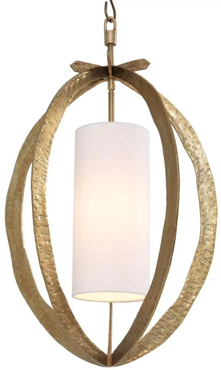 Casa Padrino lámpara de araña de lujo latón Ø 44 x A. 72 cm - Lámpara de araña de metal con elegante pantalla de algodón - Lámpara de Salón