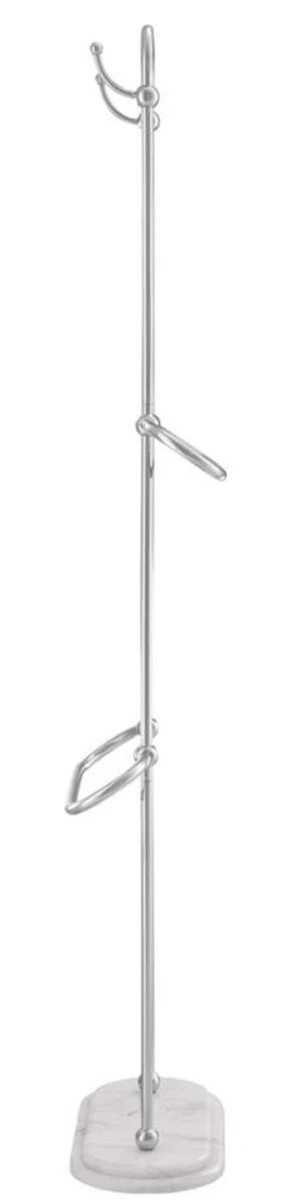 Casa Padrino Toallero de Lujo Plata / Blanco 50 x 22 x H. 159 cm - Accesorios de Ba?o de Lujo